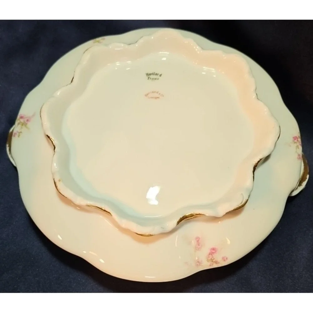 Antique‎ Haviland France Limoge Gold/Pink Roses Vegetable Bowl